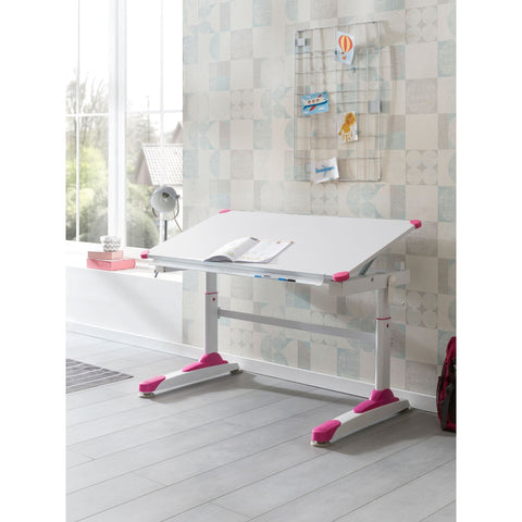 Rootz Utiwa Children's Desk - Desk - Work Desk - Children's Table - Work Table - Standing Desk - Pink/Blue - Adjustable Height - 119x67 cm