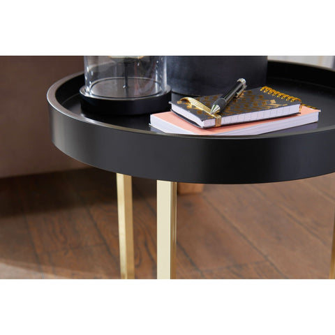Rootz Side table - Coffee table - Side table - Wood - Metal - Ø 40 cm - Black - Gold