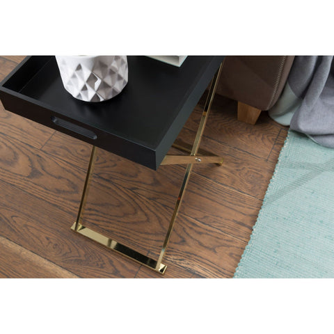 Rootz Side Table - Table With Tray - Separate Tray - Coffee Table - Black - Gold/Copper