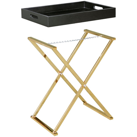 Rootz Side Table - Table With Tray - Separate Tray - Coffee Table - Black - Gold/Copper