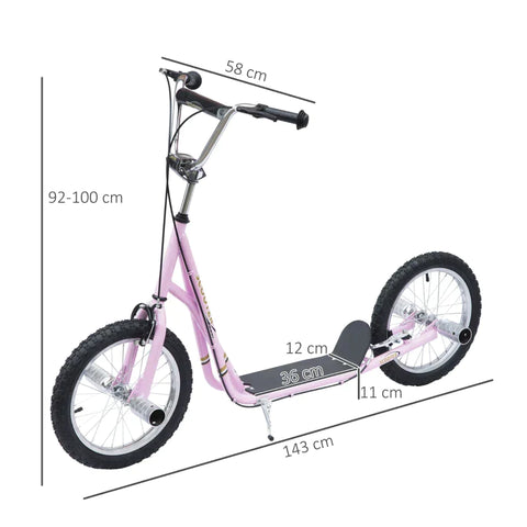 Rootz Kinderroller – Tretroller – City-Scooter – Teen-Push-Scooter – Stunt-Scooter – Push-Kick-Scooter für Kinder – verstellbar – Pink – 143 x 58 x 92–100 cm