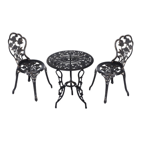 Rootz Garden Set - 3-Part - Table - 2 Chairs - Garden Furniture - Seating Group - Metal - Aluminum - Bronze