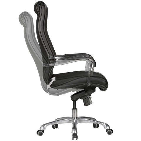 Rootz Office Chair Cover - Black Faux Leather - Desk Chair - Executive Chair - Height Adjustable Swivel Chair - X-XL (120kg)
