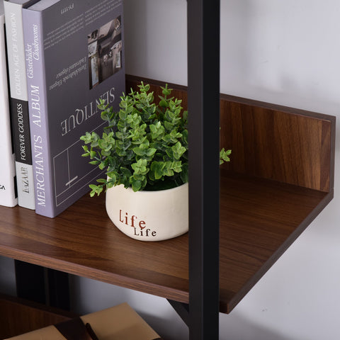 Rootz Bookcase - Bookshelf - MDF - 4 Layers - Walnut/Black