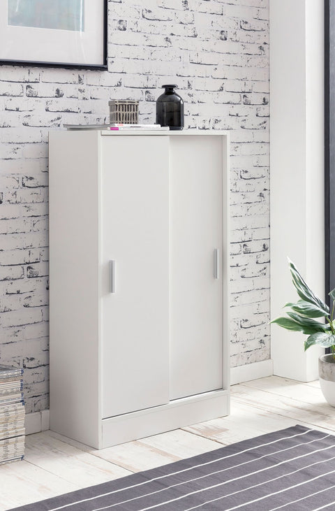 Rootz Wood Filing Cabinet - Modern Design Multipurpose Cabinet - Office Storage Solution - Hallway Chest of Drawers - Small White Storage Cabinet - White - 60x107.5x28.5cm