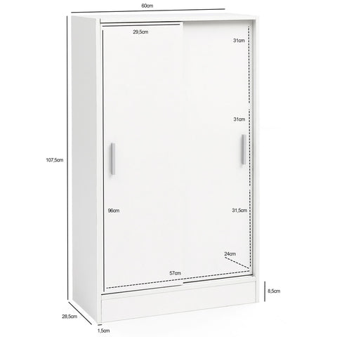 Rootz Wood Filing Cabinet - Modern Design Multipurpose Cabinet - Office Storage Solution - Hallway Chest of Drawers - Small White Storage Cabinet - White - 60x107.5x28.5cm