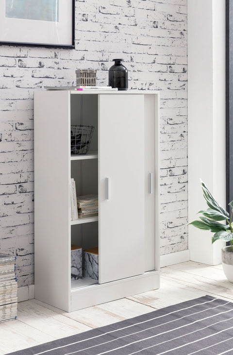 Rootz Wood Filing Cabinet - Modern Design Multipurpose Cabinet - Office Storage Solution - Hallway Chest of Drawers - Small White Storage Cabinet - White - 60x107.5x28.5cm