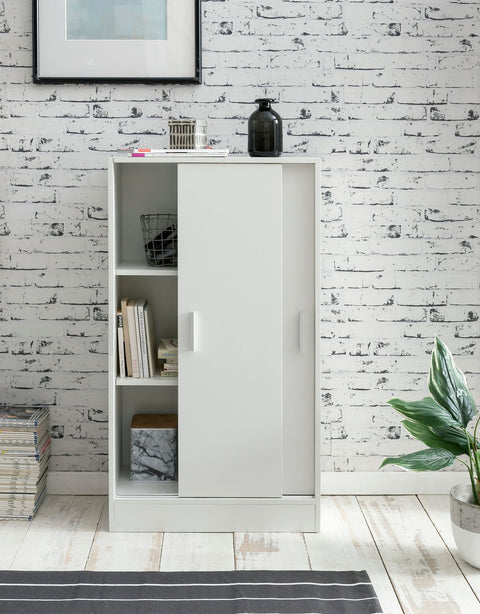 Rootz Wood Filing Cabinet - Modern Design Multipurpose Cabinet - Office Storage Solution - Hallway Chest of Drawers - Small White Storage Cabinet - White - 60x107.5x28.5cm
