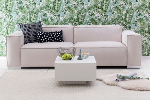 Rootz Holz-Couchtisch – Moderner Couchtisch – Weißer quadratischer Beistelltisch – Design-Loungetisch – Wohnzimmer-Couchtisch – 60 x 60 x 35,5 cm