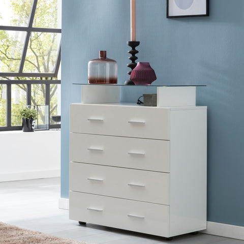 Rootz Chest of Drawers - Sideboard - Hallway Cabinet - Storage Cabinet - Cabinet with Drawers - White - 3 Drawers