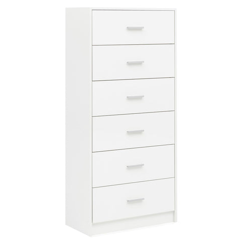 Rootz Sideboard - High Glossy Design - Modern Wood Sideboard - Narrow Dining Room Drawer Chest - White - 60x130x30cm