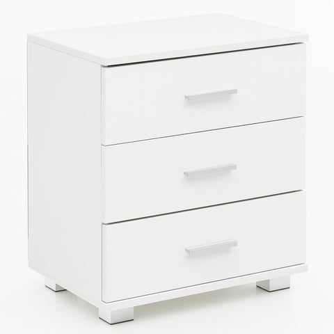 Rootz Bedside table - chest of drawers - 3 drawers - side table - storage space - white - high gloss - processed wood - 45 x 34 x 53 cm