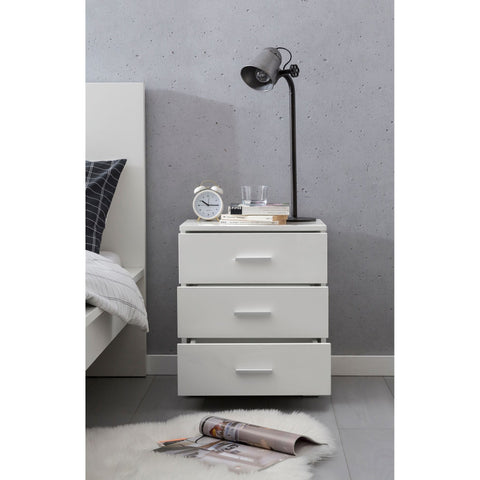 Rootz Bedside table - chest of drawers - 3 drawers - side table - storage space - white - high gloss - processed wood - 45 x 34 x 53 cm
