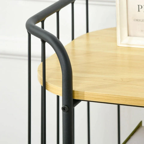 Rootz Industrial Design Kitchen Trolley - with 3 Shelves - Multi-Purpose Trolley - Serving Trolley - 4 Wheels - Chipboard - Brown + Black - 79L x 39W x 95H cm