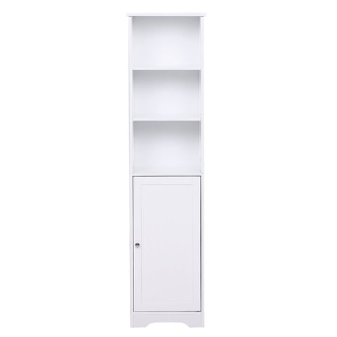 Rootz Bathroom Cabinet - Dresser - Bathroom Furniture - Standing Cabinet - High Cabinet - 3 Shelves - 1 Door - 40 x 38 x 160 cm - Wood - White