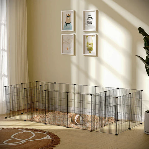 Rootz Small Animal Cages - Small Animal Run - Small Animal Enclosure - Modular Cage - Mesh Sheet - Plastic Connectors - Cable Tie - Black - 175cm x 70cm x 45cm