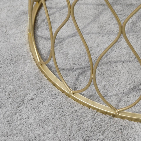 Rootz Patio Table - Garden Table - Side Table - Coffee Table - Marble & Gold Effect - Steel - Gold/White - 41 x 46cm & 35 x 38.5cm