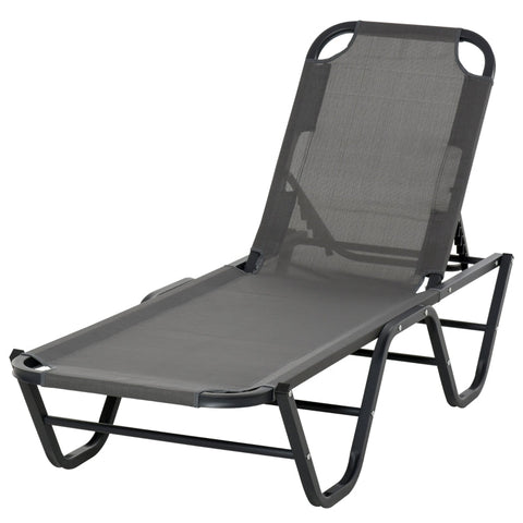 Rootz Sonnenliege – Strandliege – Gartenliege – Grau/Schwarz – 163 x 58,5 x 91 cm