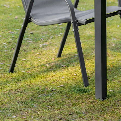 Rootz Garden Chair - Set Of 2 Garden Chairs With Armrests - Garden Dining Chairs - Metal - Breathable Mesh Fabric - Grey - 70 x 54 x 90 cm