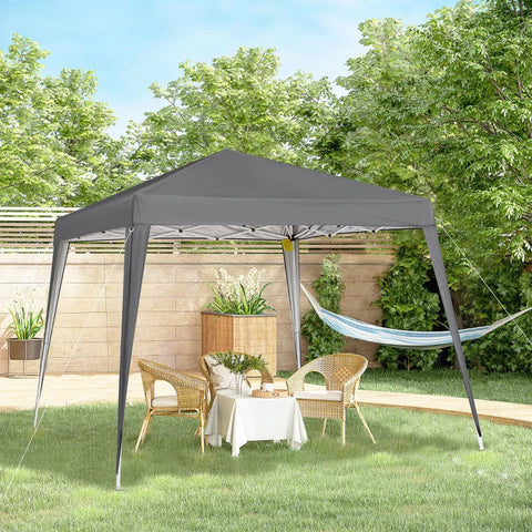 Rootz Gazebo - Folding Pavilion - Party Tent Incl. Carry Bag - Steel - Grey - 2.4 x 2.4 m