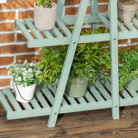 Rootz Flower Stand - 3 Tier Plant Rack - Holds 6 Flower Pots - Weather Resistant - Lime Green - 76cm x 26cm x 76cm