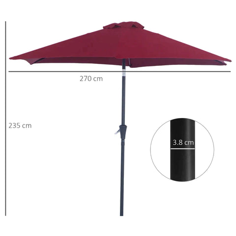 Rootz Parasol - Garden Parasol - Sun Protection - Umbrella - Hand Crank - Tilting Function - Red