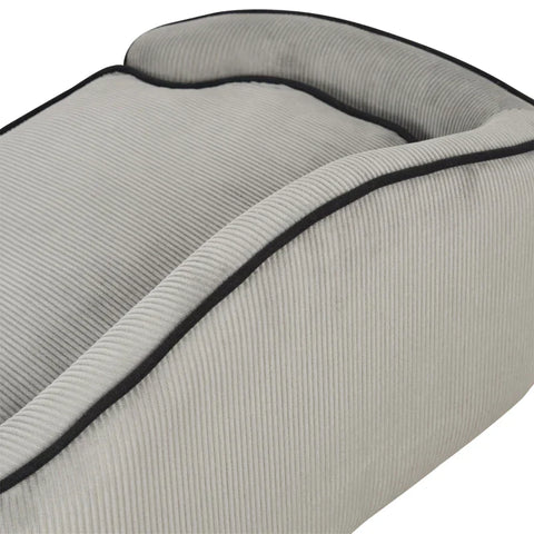 Rootz Dog Sofa - Dog Bed - Dog Mat - Pet Sofa - Natural Wood+Plush - Grey - 66.5 x 45 x 35.5 cm