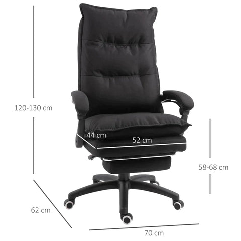 Rootz Office Chair - Massage Office Chair - Massage Function - Height Adjustable - Nylon - Black - 70 x 62 x 120-130 cm