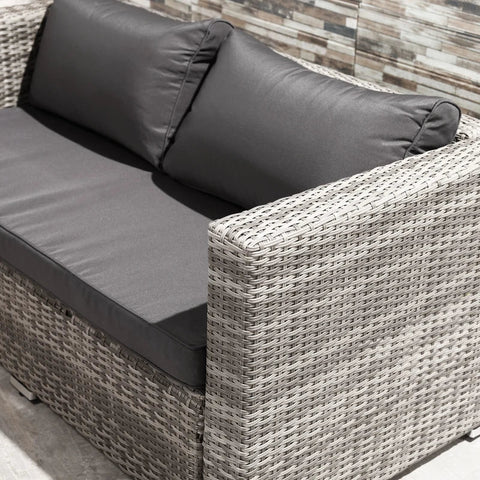 Rootz Rattan Look Sofa Set - 6-piece Rattan Look Sofa Set - Seating Set - Seating Group Set - Metal/PE Rattan/Polyester - Grey