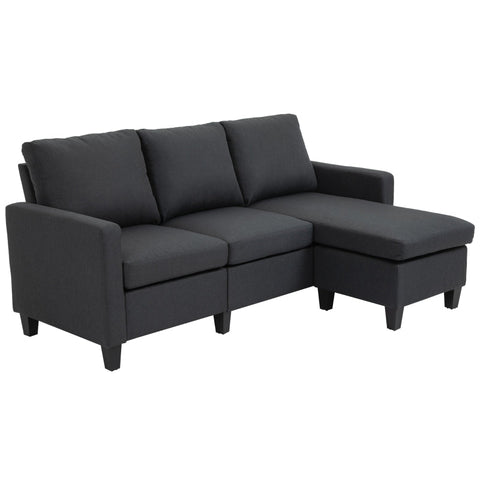 Rootz Sofa - Corner Sofa - Fabric Sofa - Corner Couch Set - L-Shape Sofa - Dark Gray - 197 x 139 x 91 cm