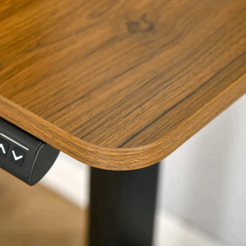 Rootz Electric Computer Desk - Computer Desk - Standing Desk - Height Adjustable Desk - Brown - 140cm x 60cm x 72-122cm