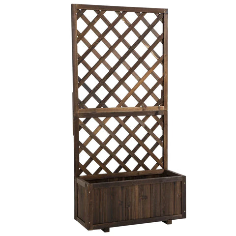 Rootz Verhoogd Bed - Plantenbak Met Trellis - Bloembak - Trellis Rozenboog Met Klimhulp Voor Klimplanten - Hout - Bruin - 72,5 x 31,5 x 149,5 cm