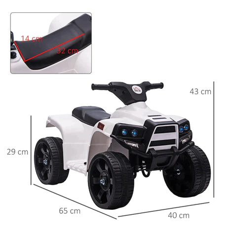 Rootz Mini Electric Quad - Children's Electric ATV Stroller - Electric Motorcycle With 2 Headlights - Electric Quad - Beach Car - Black/White - 65 x 40 x 43 cm