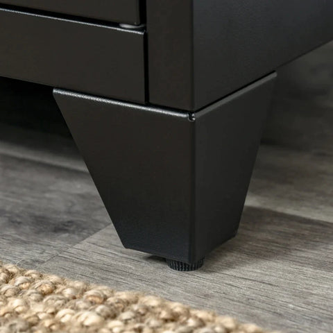 Rootz Bedside Table - Night Cabinet - Bedroom Side Table with Adjustable Shelf Door - Nightstand - Industrial Design - Metal - Black - 50 x 40 x 47.5 cm