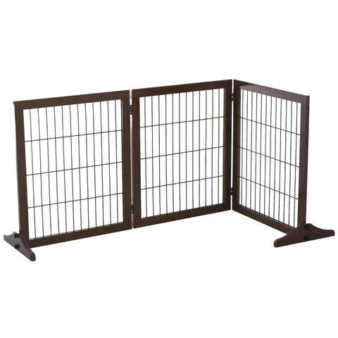 Rootz Barrier For Dogs - Safety Gate - Dog Gate - Stair Gate - Foldable Dog Barrier - Door Gate - Brown - 185 x 36 x 71 cm