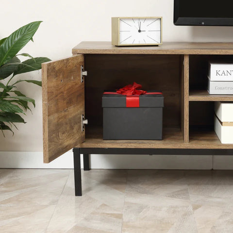 Rootz Tv Stand - Industrial Design - Cabinet Compartment - 2 Shelves - 2 Drawers - Brown - 132 x 39 x 45.5 cm