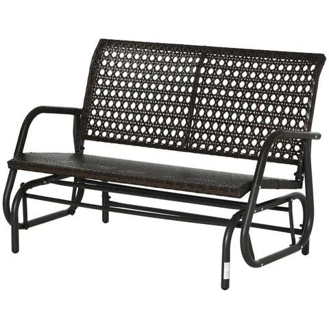 Rootz Rotan Schommelbank - Dubbele Schommelstoel - 2-In-1 Design Schommelbank - Rotan Schommelbank - Met Extra Brede Zitting - Bruin - 70L x 120B x 84H cm