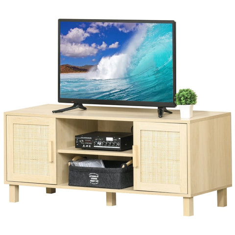 Rootz TV Dresser - TV Table - Dresser - TV Storage Cabinet - TV Cabinet - 2 Rattan Doors - 115 x 40 x 48 cm