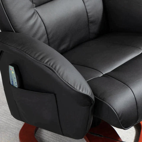 Rootz Massage Chair - Relaxation Chair - With Footstool - 10 Massage Points - Reclining Function - Rotating Seat - Black - 73 x 83 x 106cm