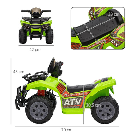 Rootz Mini Electric Quad - Elektrische ATV-kinderwagen voor kinderen - Voorlicht - Kindervoertuig - Kindermotorfiets - Elektrische quad voor 18-36 maanden - Metaal - PP-kunststof - Groen - 70 x 42 x 45 cm