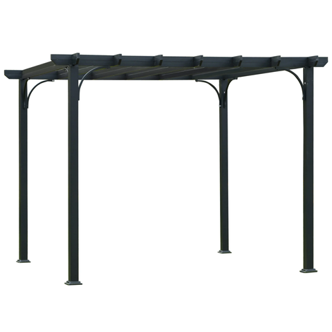 Rootz Pavilion - Pergola - Metal - UV resistant - Brown/Black - 2.9 x 2.9 x 2.2 m
