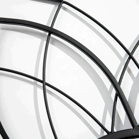 Rootz Round Mirror with Floral Patterns - Wall Mirror - Mirror Glass - Metal - MDF - Black - 79 cm x 79 cm x 0.4 cm