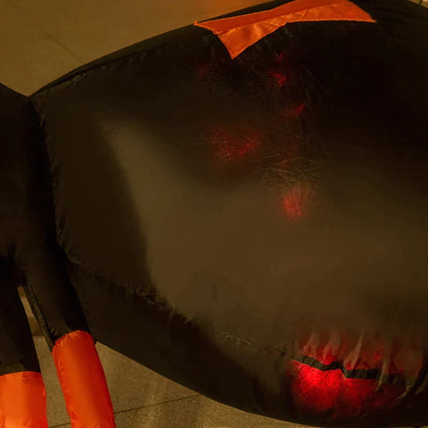 Rootz Halloween-Dekoration – große Spinne mit Gebläse – rotes LED-Licht – aufblasbar – Schwarz + Orange – 160 x 150 x 43 cm