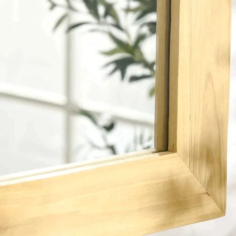 Rootz Wall Mirror - Mirror In Window Look - MDF Wood - Fir Wood - Mirror Glass - Natural - 101.6 cm x 60.9 cm x 2 cm