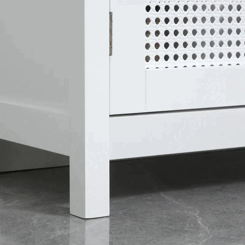 Rootz Bathroom Cabinet - Bathroom Cabinet In Rattan Look - 1 Shelf 1 Cabinet - MDF Wood - White - 60L x 30W x 80H cm