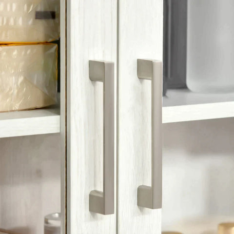 Rootz Bathroom Cabinet - 2 Glass Doors - 1 Shelf - MDF Wood - Glass - White - 60W x 19.5D x 54H cm