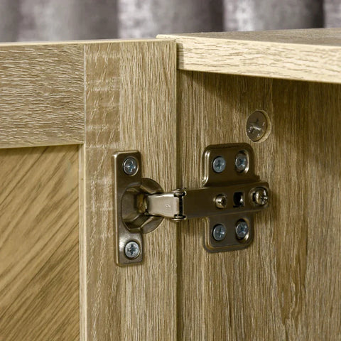 Rootz Sideboard In Industrial Design - 3 Cupboards - 3 Drawers -  Wood Material - Black + Nature - 156 cm x 43.5 cm x 85 cm