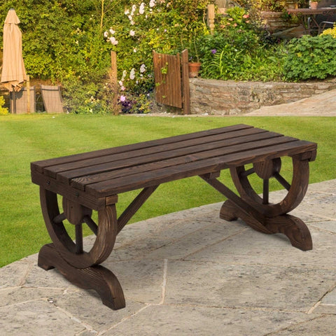 Rootz Garden Bench - Wooden Bench - Rustic Bench - Outdoor - Park Seat - Natural - 98 x 50 x 39.5 cm