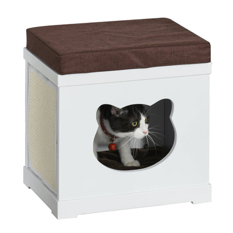 Rootz Cat House - Cat Cave - Scratching Plate - MDF - White - 41 x 30 x 36 cm