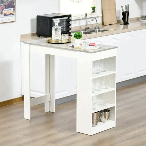 Rootz Compact Kitchen Table - Bar Table - 4-tier Shelf - Grey/White - 115 cm x 50 cm x 102.7 cm